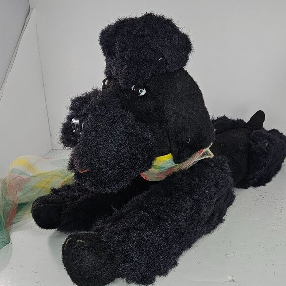 Vintage Steiff Snobby Black Poodle Plush Toy With Scarf 14" AS IS READ - Picture 8 of 9